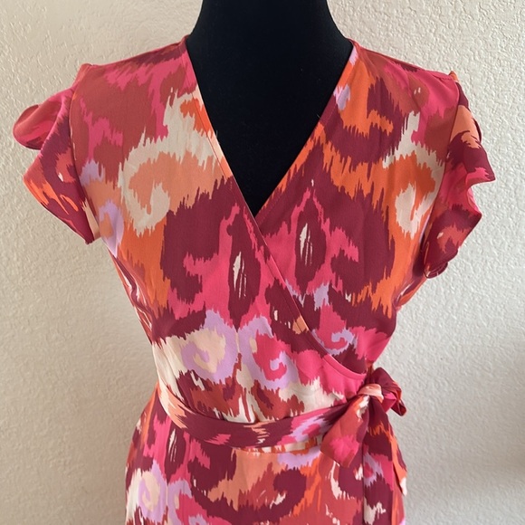 Bar III Flutter-Sleeve Wrap Pink Paisley Maxi Dress 0028 - Picture 3 of 9